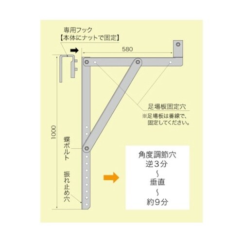 足場ブラケット FT足場 60角バタ用