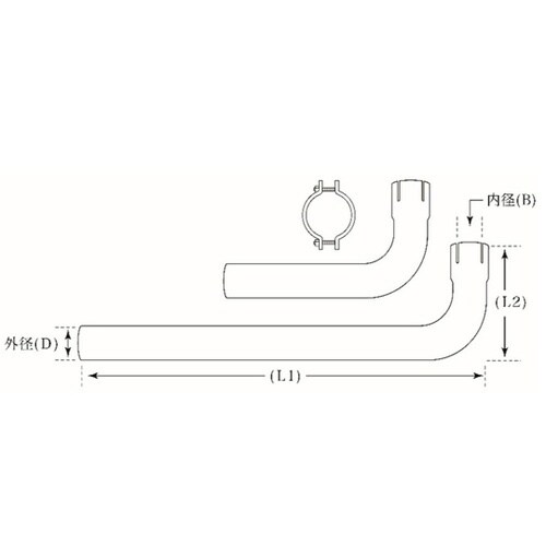 90度曲げパイプ 片側差し込みタイプ(L