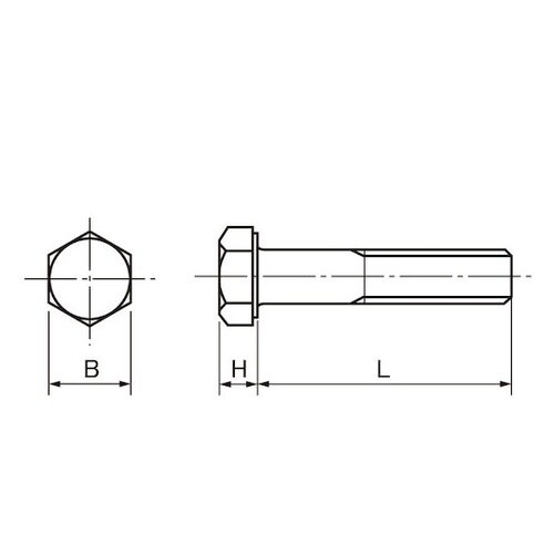 ステン六角ボルト(UNC 半ねじ 1/2
