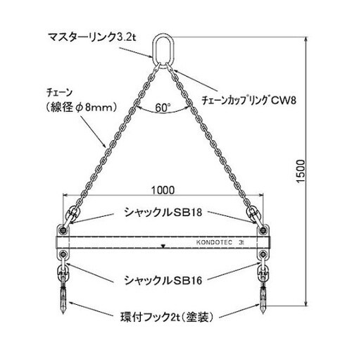 KT吊てんびん 3t用1M(セット品)