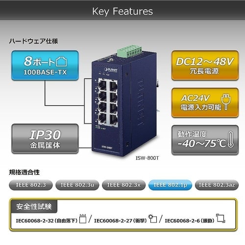 産業用スイッチングハブ 100Base−