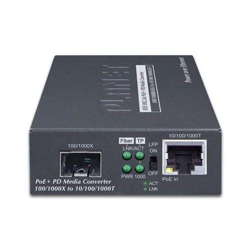電源不要PoE+PD対応 光メディアコン