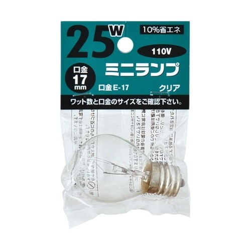 白熱電球 ミニランプ 25W型クリア S