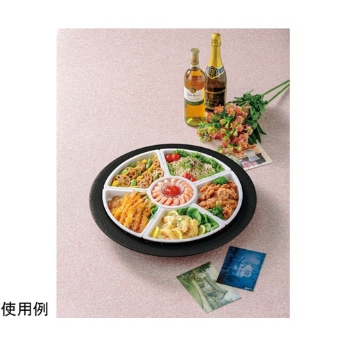 尺7 回転盛皿 黒WHアクア仕切付 50