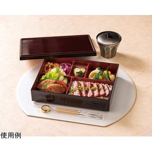 9寸 長手共仕切弁当 新溜内朱 2100