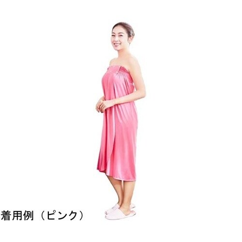 ウォーターシルク ボタン式ガウン/ネイビ