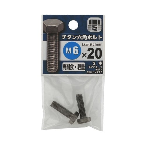 チタン六角ボルト 6×20 1セット(2