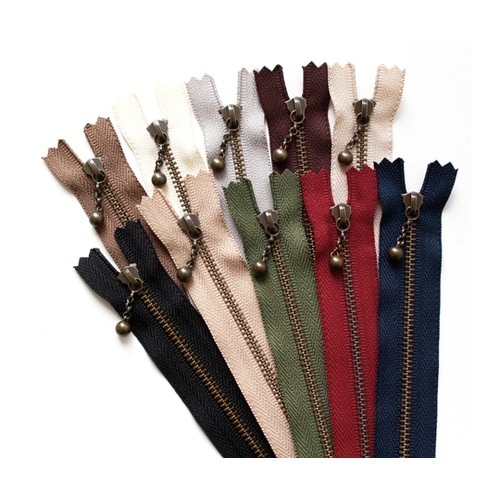 玉付ファスナー 20cm 10色各1本入