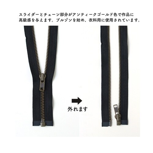 オープンファスナー 60cm 黒 3本入