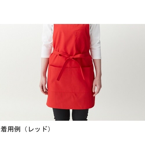 胸当てエプロン レディース レッド フリ