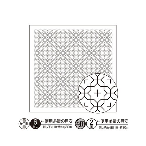 刺し子の花ふきん布パック /十字花刺し