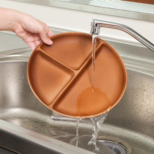 撥水合成漆器仕切り付きプレートラウンド 6個