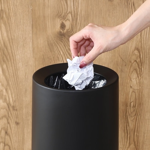 袋が隠せるゴミ箱 丸型 6L BK 6個