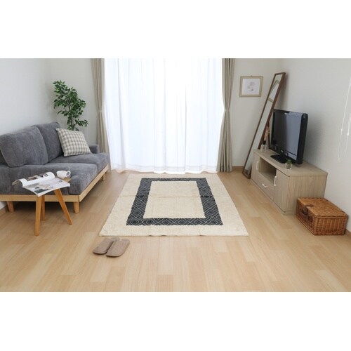 コットンラグ 130×190cm WH*BK 3個