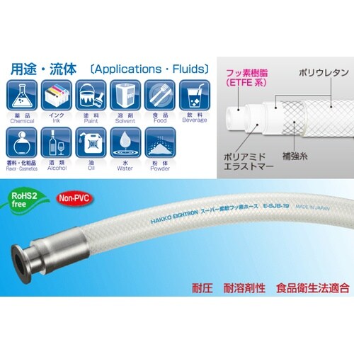 スーパー柔軟フッ素ホース 片側フェルール
