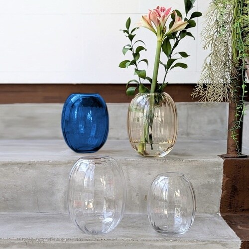 花瓶 GLASS FLOWER VASE アンバー