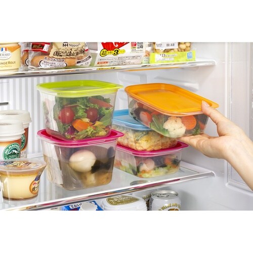 保存容器 楽ちんパック角型600ml 4色組