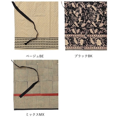 ブロックプリント エプロン ベージュ