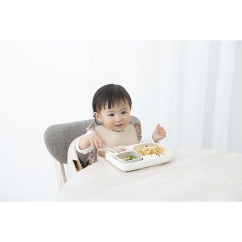 食器 すくいやすいシリコーンプレート アイボリー