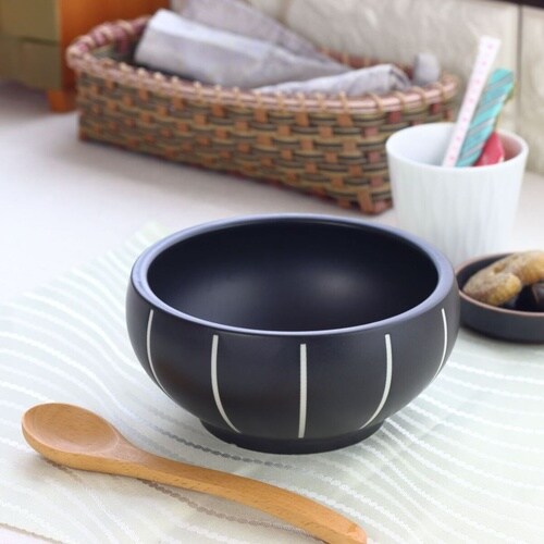 モノクロストライプ ビビンバ丼 黒マット