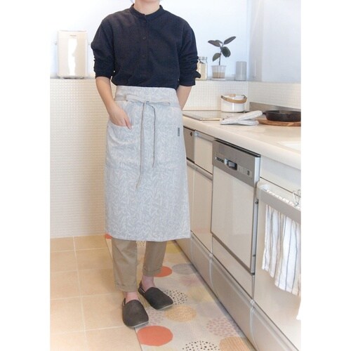 サリーナ ギャルソンエプロン ボタニカル グレー