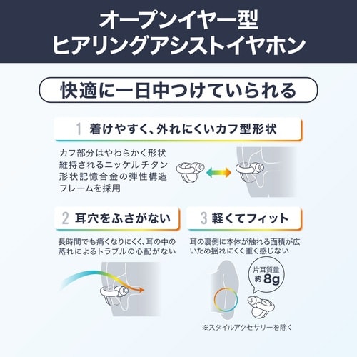 ヒアリングアシストイヤホン earU ネイビー