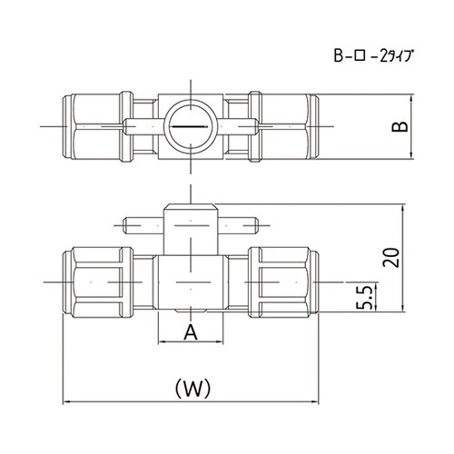 ミニチュアCTFE2方コックB−6−2