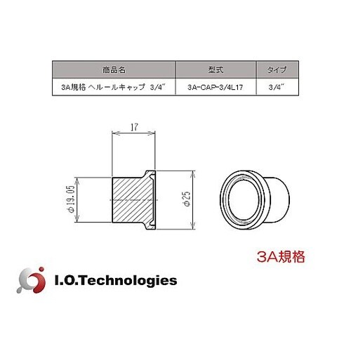 3A規格 ヘルールキャップ 3/4” 1