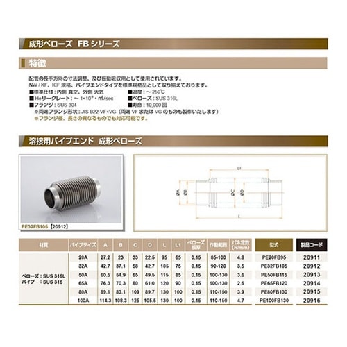 PE100FB130パイプエンドベローズ