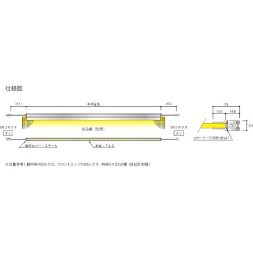 光る棚用専用LED器具(DC24V) W