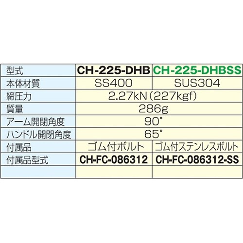 CH−225−DHB 横型トグルクランプ