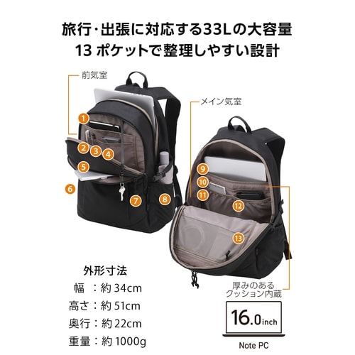 リュック 33L CORDURA 2気室 大容量