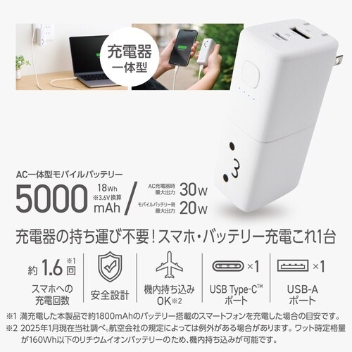 5000mAh一体型バッテリー PD20WWF