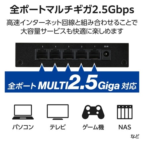 スイッチングハブ 5ポート 2.5G 黒