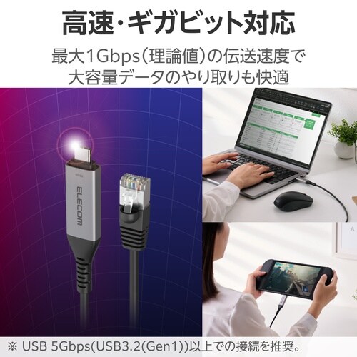 USB−C LAN変換ケーブル 1Gbps 1m