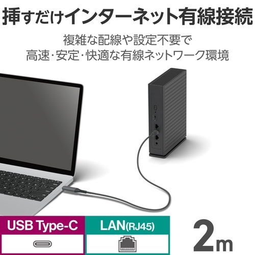 USB−C LAN変換ケーブル 1Gbps 2m