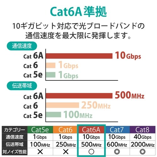 Cat6A LANケーブル(スタンダード・10本