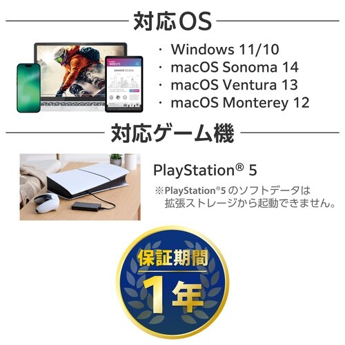 SSD 外付け 1TB USB4 超高速 耐衝撃