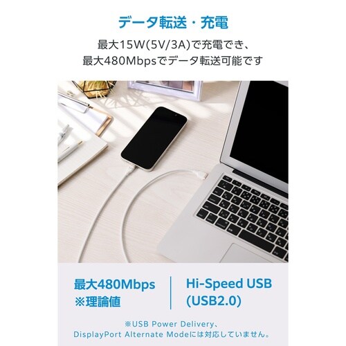 USB−A−Cケーブル シリコン 1m しろちゃん