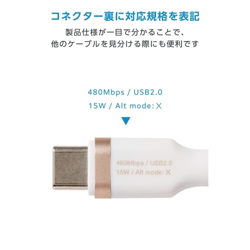 USB−A−Cケーブル シリコン 1m しろちゃん