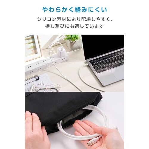 USB−Cケーブル PD100W 1m 白黒