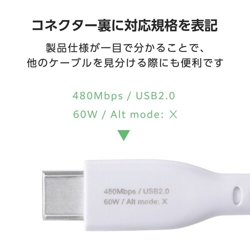 USB−Cケーブル PD60W 1m シリコン磁石