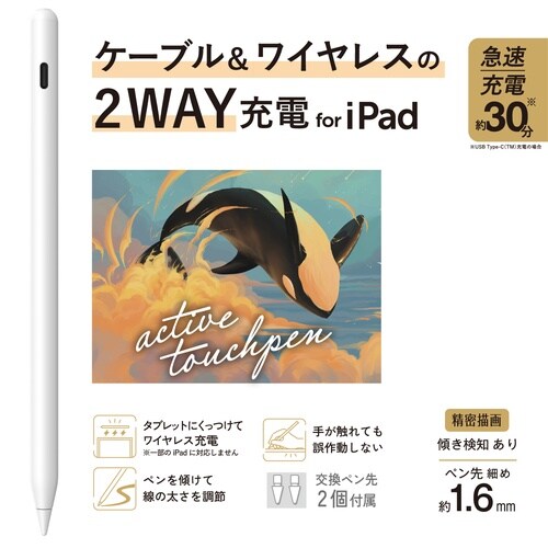 iPadペンシル互換 USB−C急速無線 白