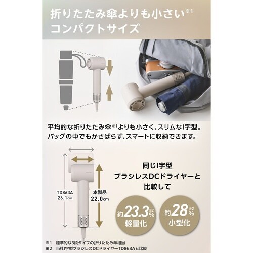 ドライヤー ブラシレスDC 速乾 軽量 I字型