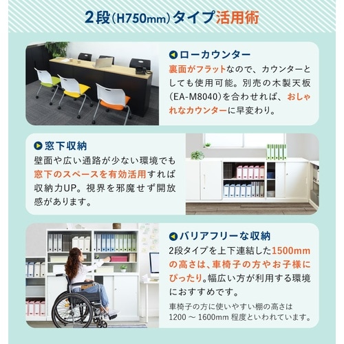 オープン/引戸書庫2段セットH1500 NA