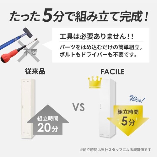 2人用スリムロッカー ダイヤル錠 ホワイト