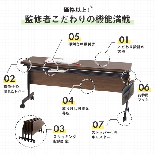 3人会議セットN180×60幕板付 WN BKNV