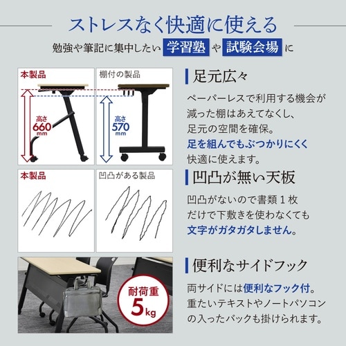 スタックテーブル棚無1500幕板付BK脚WN天板
