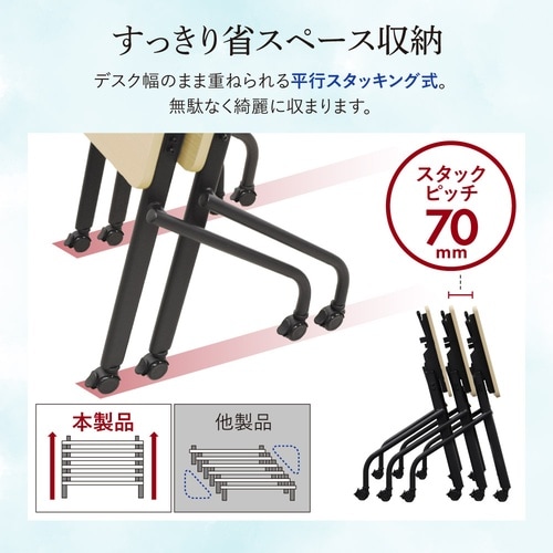 スタックテーブル棚無700幕板無WH脚WH天板