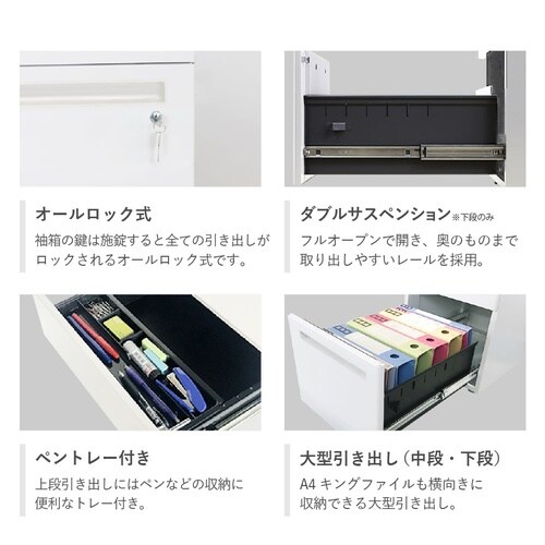 3段脇机 天板ホワイト 本体ニューグレー